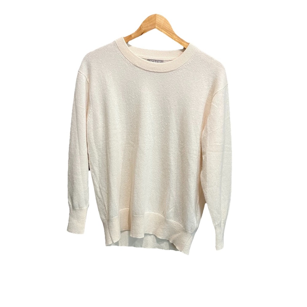 J.Crew Cream Perfect Cashmere Relaxed Crewneck‎ Women's Sweater Size XS
